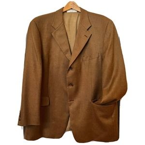 John W Nordstrom Suit Jacket 46R Brown 100% Cashmere Sport Coat Blazer Italy